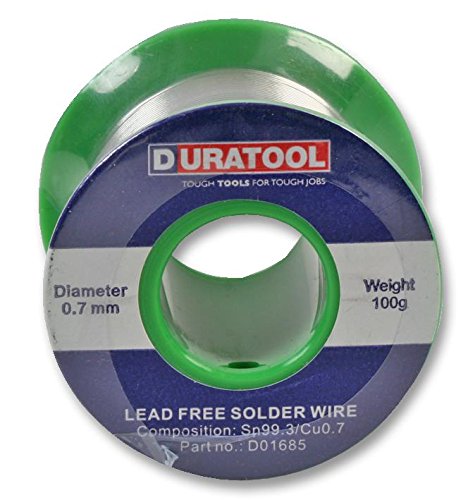 SOLDER, SN99.3/CU0.7, 0.7MM, 100G D01685 By DURATOOL, Silver