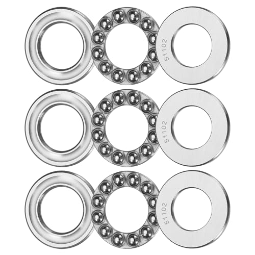 QUARKZMAN 3 Set 51102 Cuscinetti Assiali a Sfere 15 x 28 x 9mm Cuscinetto Assiale a Sfere Piana a Singola File, Acciaio Cromato (Abec3)