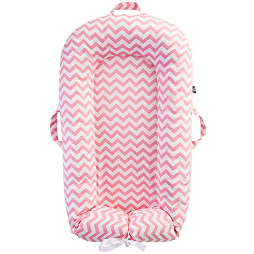 Image of IBraFashion Newborn Lounger Cover - Dock a tot Covers Only 100% Cotton Co Sleeping Nest Sleep Pod Extra Replacement Cover Girls (Fits Dockatot Deluxe+) (Pink Chevron)