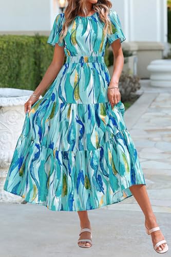 Image of PRETTYGARDEN Women's Casual Smocked Boho Floral A-Line Maxi Dress 2026