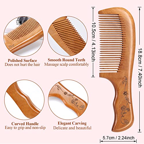 Foto von MELLIEX Kamm Holz, Kamm aus Natur Mahagoni Antistatischer Handgemachter Haarbürste für Kopfmassage und Haarpflege