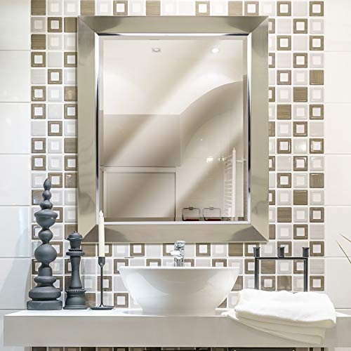 Head West Wall Mount Brushed Nickel With Inner Chrome Liner Frame Beveled Mirror 27.5 X 33.5 #TOP1