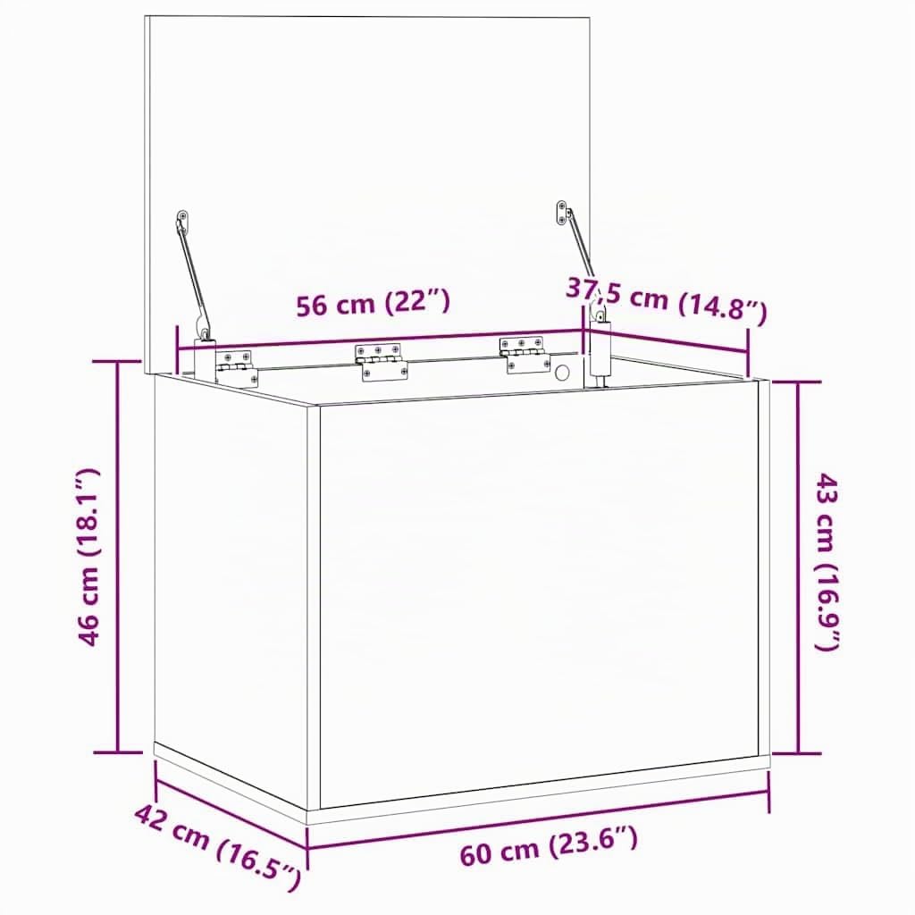 vidaXL Caja de Almacenamiento Roble Artisan 60 x 42 x 46 cm, Caja de Almacenamiento Moderna, Organizador Rectangular, Solución sin Desorden, Espacio Ample, Diseño Compacto