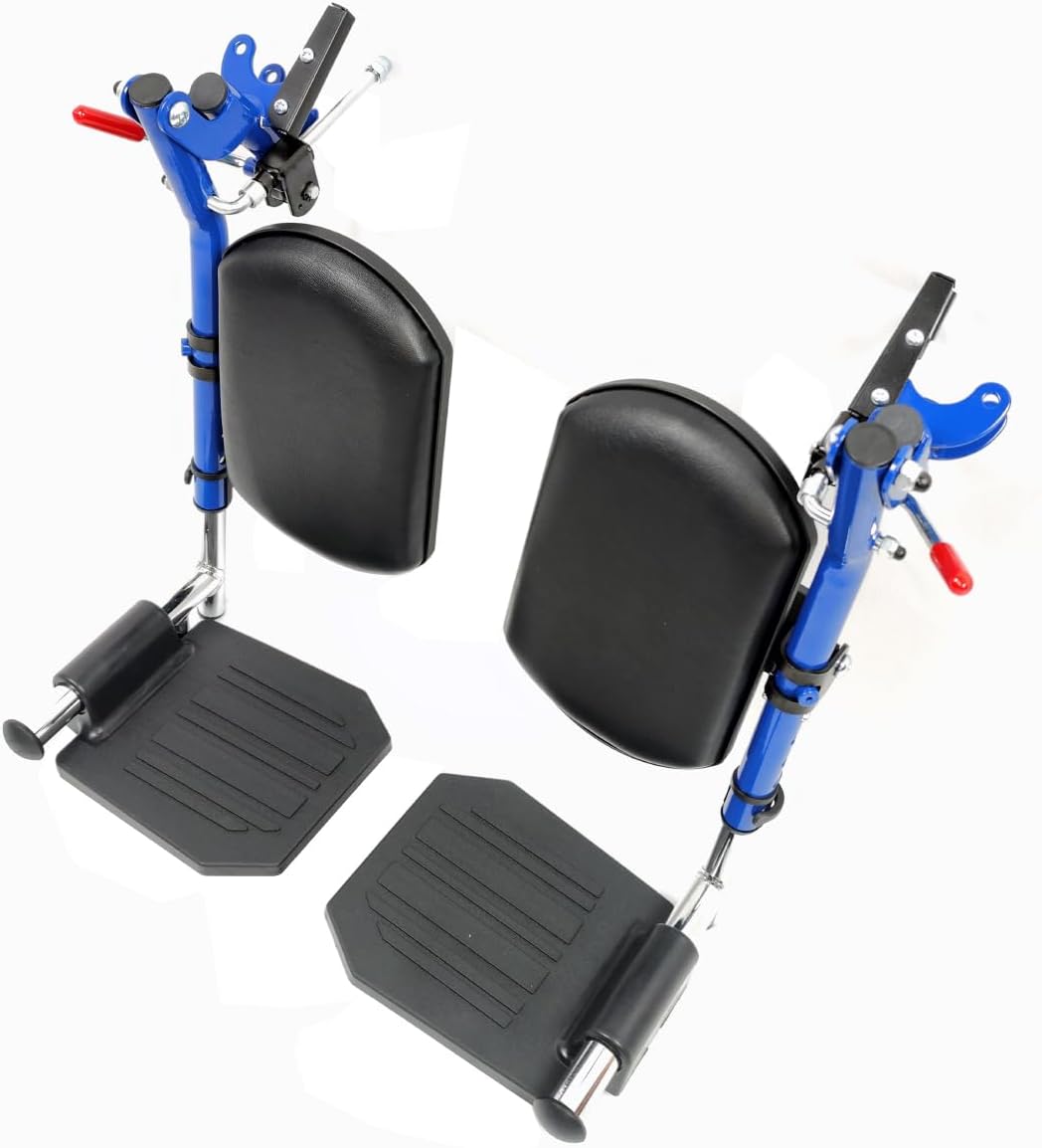 Blue Streak Wheelchair Elevating Leg Rest with Padded Calf Pad,Composite Footplates,Fits Most Standard wheelchairs and Transport Chair,Wheelchair Parts,Same Functional Structure as LK3JELR,(1Pr, Blue)