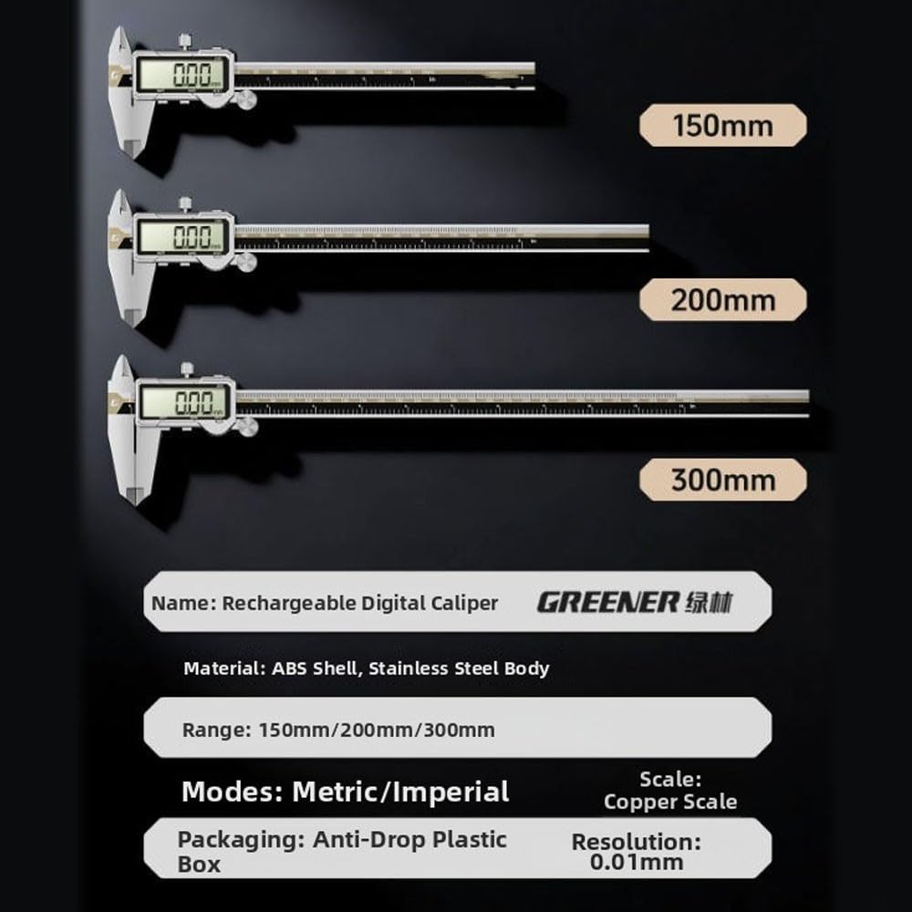 Digitaler Messschieber Typ-C 150mm 0.01mm Genauigkeit(300mm) | 0.01mm für auflösung, Typ-C Schnittstelle, schnelles Aufladen, ideales Werkzeug für Mechaniker