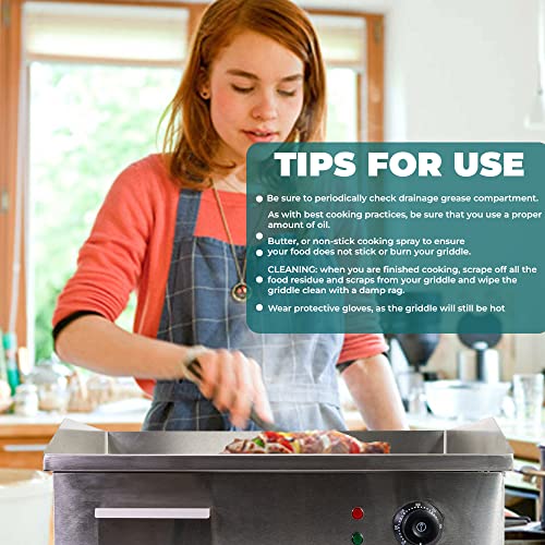 Wyzworks Commercial Electric Indoor Grill Countertop Steak Oven Griddle Plancha Adjustable Chef Thermostatic Control Hot Plate 110V #TOP3