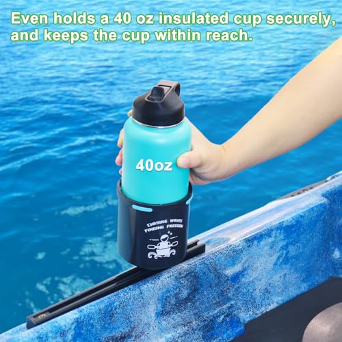Huntury Kayak Cup Holder with Rubber Tabs, Fishing Tool and Lures Storage, Kayak Water Bottle Holder, Kayak Drink Holder, Tracck Mount Accessories, Track Mount Gear, Pack of 1 - Thumbnail 6