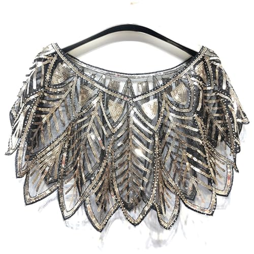 Women Evening Dresses Shawl for Cocktail Party Sheer Mesh Sequins Wrap 1920s Costume Accessories2