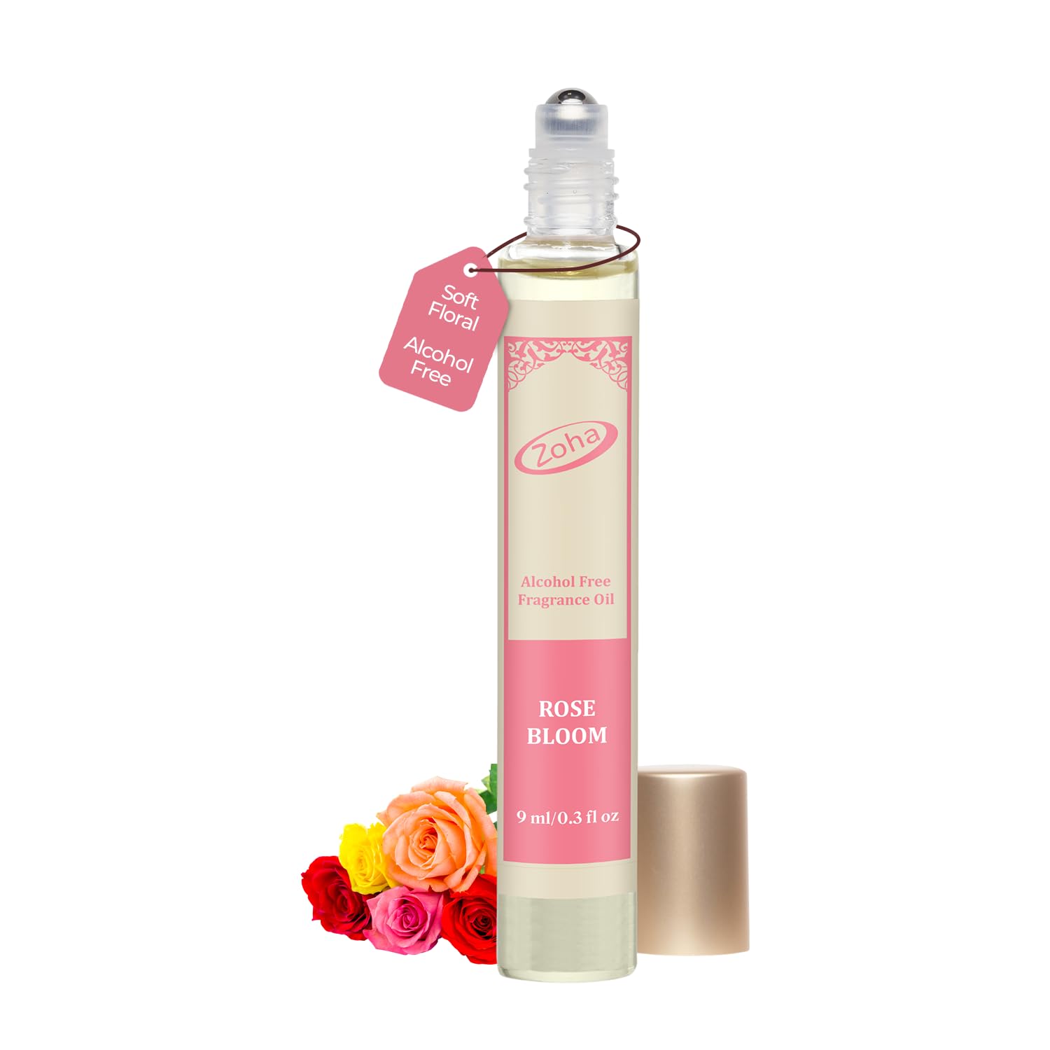 Zoha Rose Bloom | Roll on Perfumes for Women & Men | Alcohol-free Rose Perfume Oil | Travel Size Long Lasting Fragrance | 6ml Roller