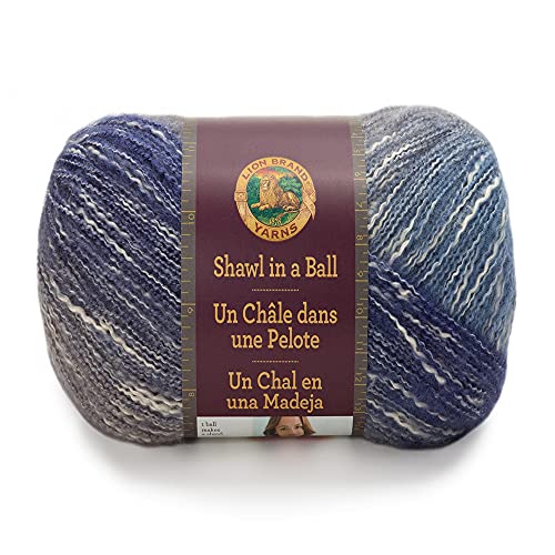 Image of (1 Skein) Lion Brand Yarn Shawl in a Ball Yarn, Soothing Blue