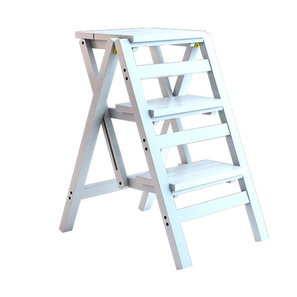 Escabeau pliant 2 en 1 portable léger échelle bois 3 niveaux