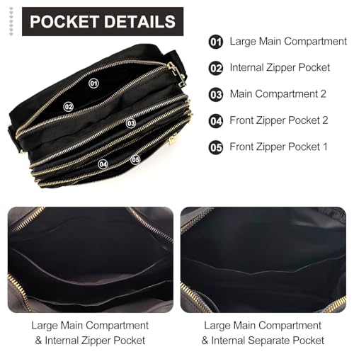 Image of Medium Nylon Crossbody Bags for Women Trendy Crossbody Purses Travel Large Cross Body Bag Quilted Purse