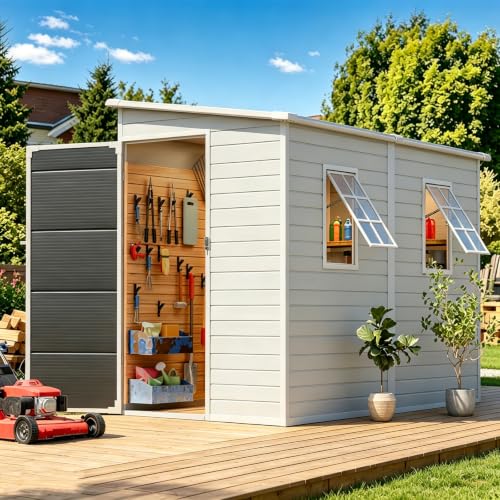 SENYUN 8x4 FT Resin Storage Shed with Floor and Windows