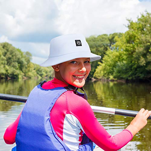 2 Pieces Kids Bucket Hats Unisex Smile Face Visor Summer Travel Beach Sun Hat (Black, White) #TOP5