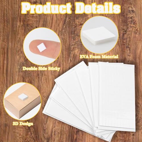 Image of 6 Sheets Foam Squares for Crafts, 990 Pieces Foam Adhesive Squares 3D Self Adhesive Double Sided Foam Tape for Scrapbook DIY Crafts Office Supplies (2 Sizes)