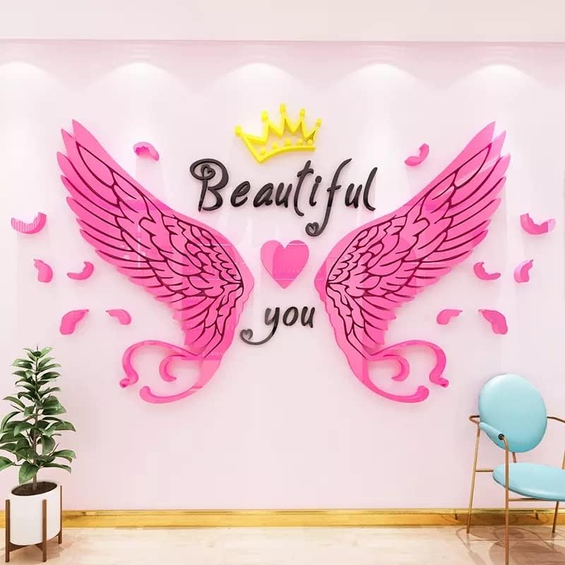 Adhesivo decorativo de pared de acrílico 3D para habitación de bebé, dormitorio, sala de juegos, etc. (XL, 86.6 x 47.6in, dorado)