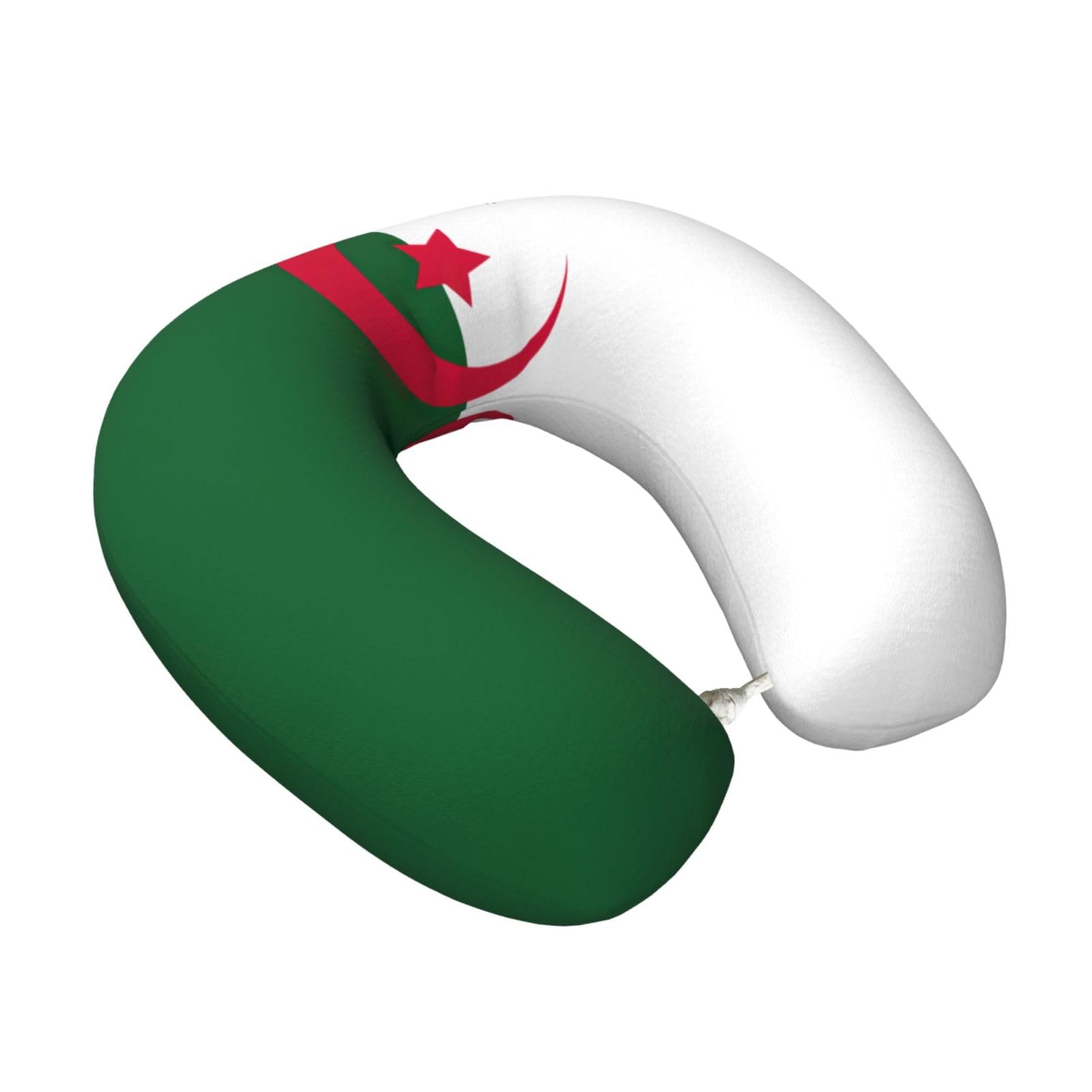 Yyoretp Flag of Algeria Print Travel Pillow Pure Memory Foam Neck Pillows Portable Headrest for Airplane