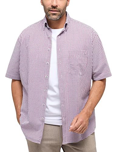 ETERNA Comfort Fit Hemd Halbarm Button Down Kragen Seersucker Karo rot...