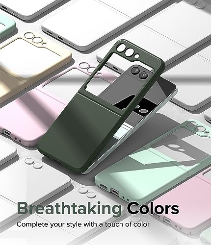 Image of Ringke Slim Compatible with Samsung Galaxy Z Flip 5 Case Back Cover Thin Soft-Feeling Coating Hard PC with Non-Slip Grip Protective Phone Case for Samsung Z Flip 5 5G (2023) - Dark Green