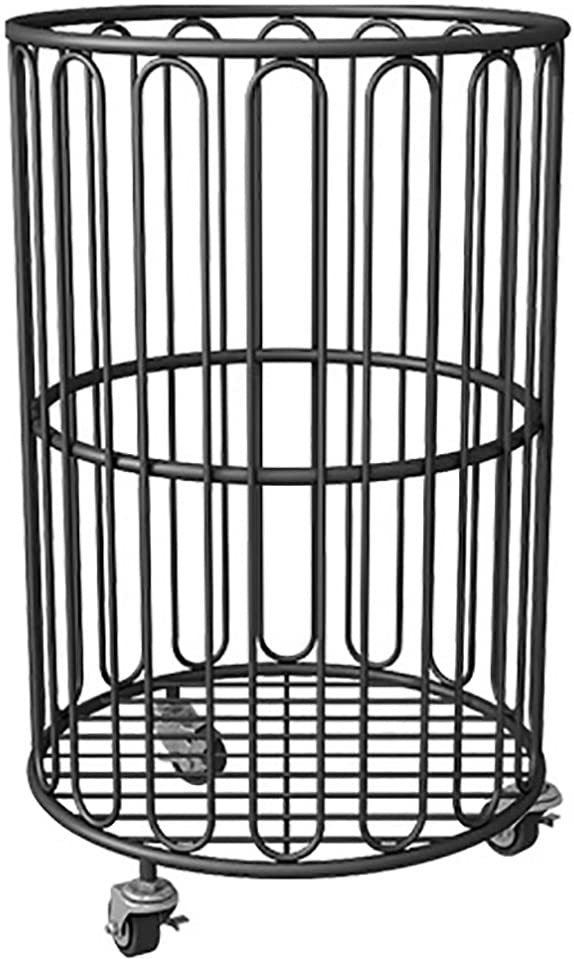 Carrello portabiancheria con Ruote, Cesto portabiancheria in Metallo con Ruote, Carrello portaoggetti Facile da spostare, Cesto portabiancheria Sporco in Metallo per Bagno, Lavanderia o Came