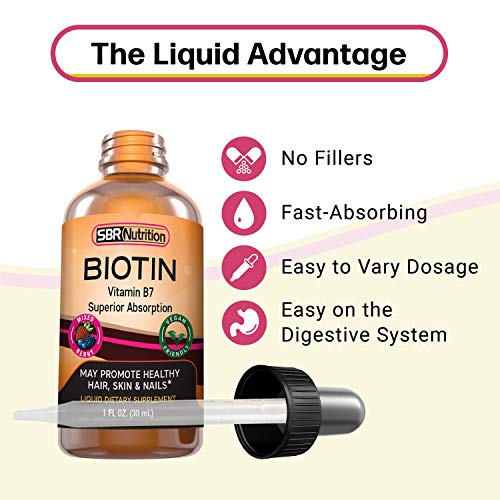 Biotin Liquid Drops (Mixed Berry) Max Absorption Biotin Liquid Drops, 5000 Mcg Of Biotin Per Serving, 60 Serving, No Artificial Preservatives, Vegan Friendly, Supports Healthy Hair Growth, Strong Nail #TOP7