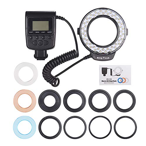 Luz de flash anular para videocámaras con tres difusores intercambiables 2