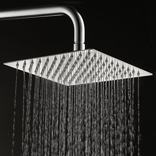 Stainless Steel Shower Head - Rain Style Showerhead, Waterfall Effect, High Polish Chrome, 8-inch Diameter, Ultra Thin