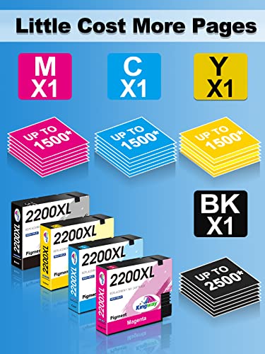 Kingway Compatible Pgi-2200Xl Pigment Ink Cartridges Compatible With Canon Maxify Mb5020 Mb5320 Mb5420 Mb5120 Ib4120 Ib4020 Printer 4 Pack (1 Black, 1 Cyan, 1 Magenta, 1 Yellow) #TOP2