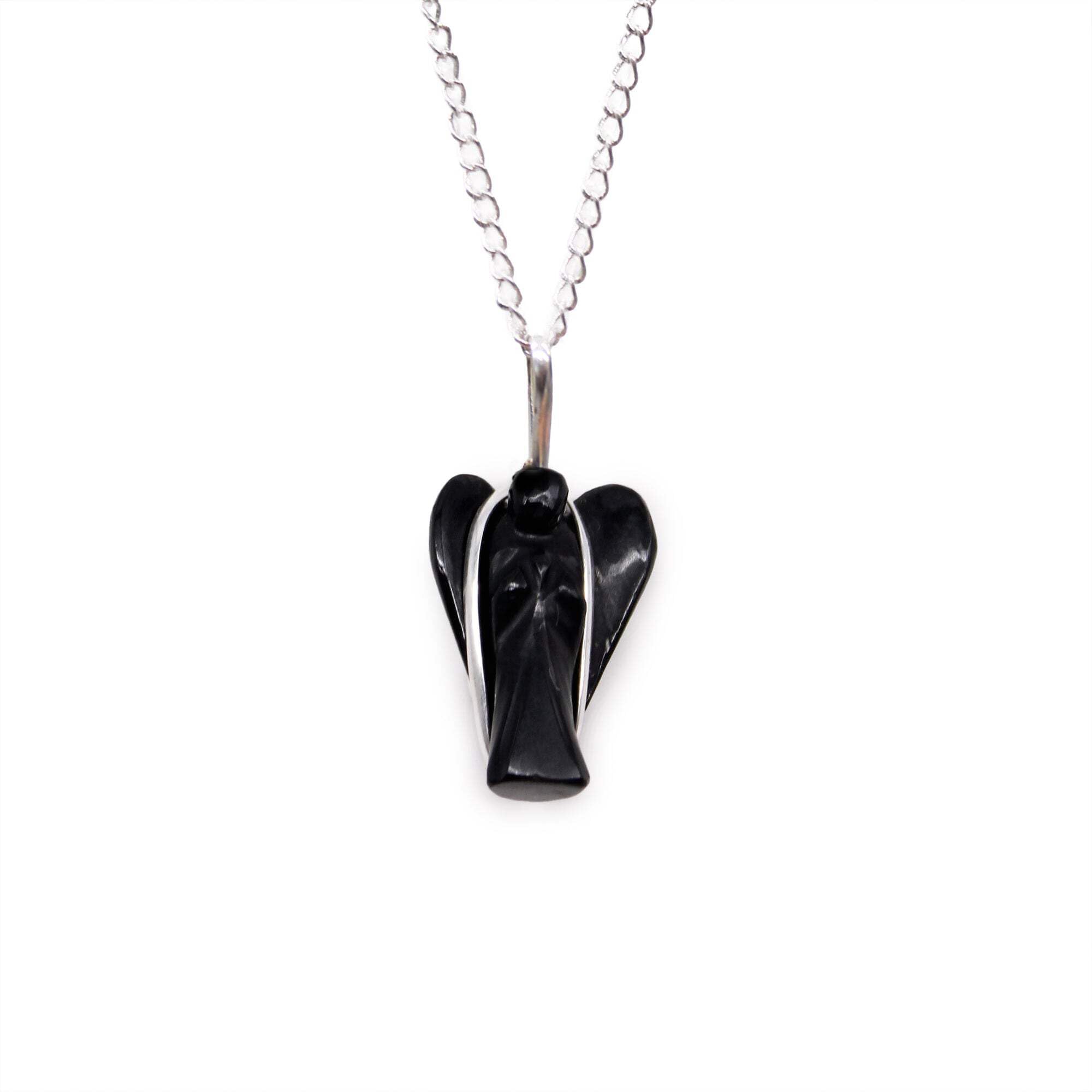 Ancient Wisdom Gemstone Guardian Angel Pendant - Black Agate GPJ-20 Brand, one size, Metal, No Gemstone