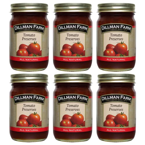 Dillman Farm All Natural Tomato Preserves - Gluten-Free, Non-GMO, Vegan, Kosher, Eco-Friendly, Preservative Free, Corn Syrup Free - Made in USA, 16oz (Pack of 6)