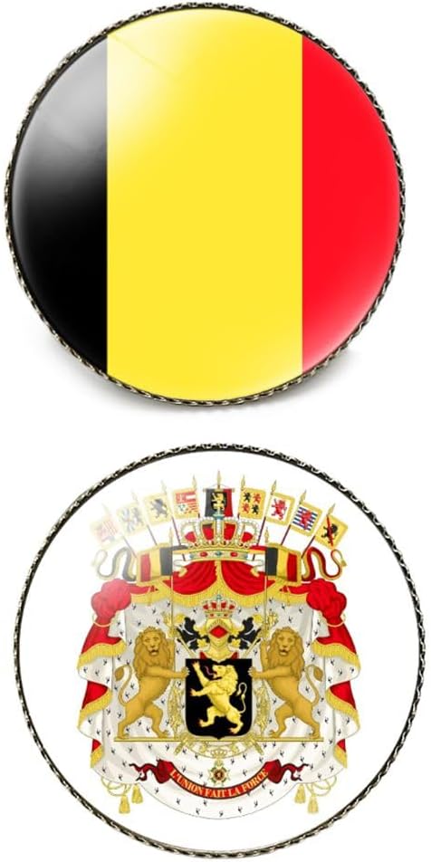 Round 1 Inch 2 Pcs Multiple Countries Nation Flag and National Emblem Pin Coat of Arms Souvenir Brooch Lapel Badge