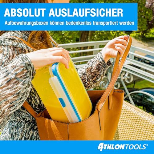 ATHLON TOOLS 4x 3L Frischhaltedosen-Set in Gastro-Qualität - 100% luftdicht und auslaufsicher -40 bis +100 Grad - für alle Lebensmittel - BPA-frei - Vorratsdosen für Kühlschrank (3 L | 4er Set)