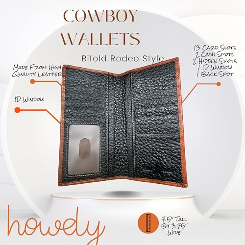 Men’s Long Leather Wallet – Embossed Cowboy Praying Design Rodeo Bifold – Hand Tooled Western Checkbook Wallet for Faith-Based Gifts & Ranchers4
