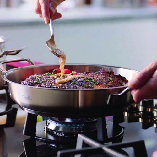 Fissler Oryginalna profesjonalna kolekcja/patelnia do serwowania ze stali nierdzewnej (Ø 28 cm, 3,0 l) okrągła brytfanna z pokrywą o dużej pojemności, wysoka krawędź, niepowlekana - indukcyjna