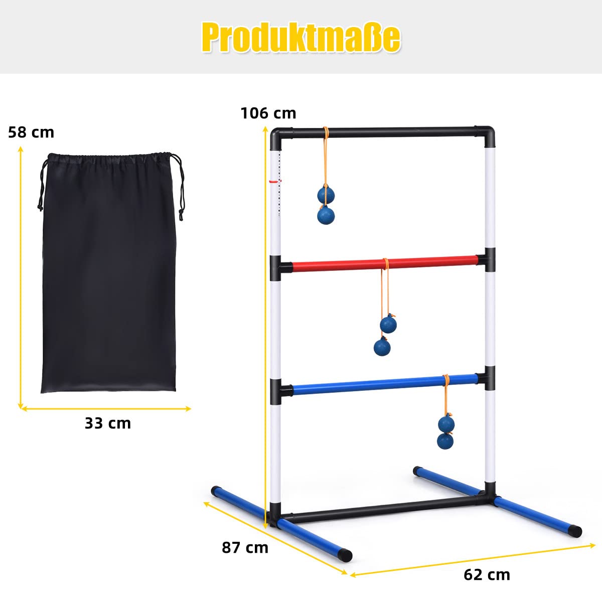 GYMAX 2er Set Leitergolf aus PVC, Wurfspiel mit Bolas & Tragetasche, Leiterspiel mit eingebautem Punktezähler, Laddergolf für Indoor & Outdoor