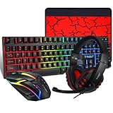 Prodotto di qualità OISE ART STORE Trade Shop - Kit Gaming Tastiera Pc Mouse Cuffie Mousepad 4 in 1 Retroilluminato RGB Q-jp004