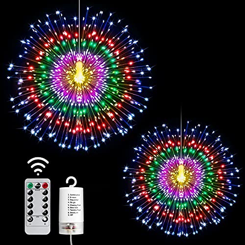 2 Pack Starburst String Lights Christmas Lights, 225 LED 8 Modes Dimmable with Remote Control, Waterproof Copper Wire Decorative Hanging Starburst Lights for Party Patio Garden Decoration (Multicolor) 2 Pack Starburst String Lights Christmas Lights, 225 LED 8 Modes Dimmable with Remote Control, Waterproof Copper Wire Decorative Hanging Starburst Lights for Party Patio Garden Decoration (Multicolor)