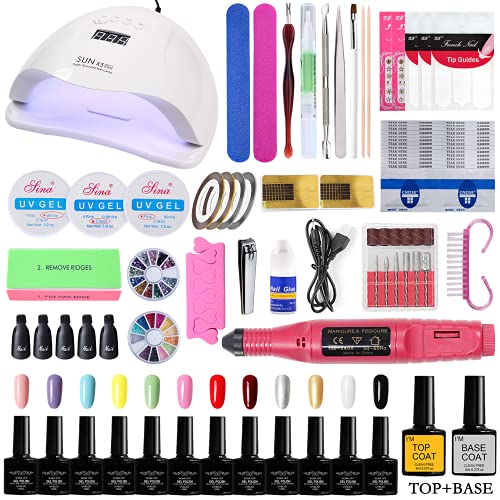 Kuvane Gel Nail Polish Kit with UV Light 72W LED Nail Dryer 12 Colors Gel Polisher Set with UV Lamp Starter Tools Kit DIY At Home Gel Nail Polish Kit for Women