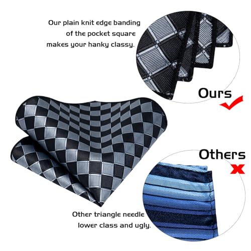 Image of 5PCS Mens Premium Silk Tie, Pocket Square, Cufflinks, Drilled Tie Ring and Lapel Pin Set for Wedding Groom Party
