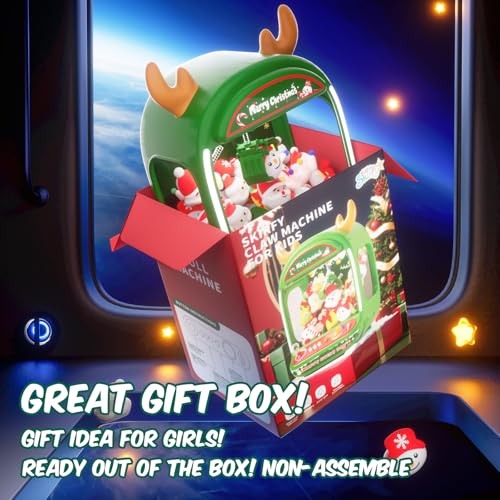 Christmas Claw Machine for Kids, Holiday Toys for Girls Age 6+, Mini Arcade Game Vending Machine with Plush Toys and Candy Dispenser, Festive Claw Game Machine, for Girls - Image 5