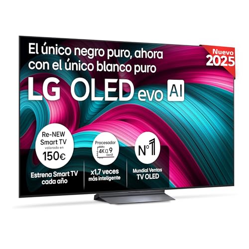 LG OLED65C54LA - TV 65', OLED EVO 4K, Smart TV AI C5, WebOS 25, Super Upscaling, Dolby Vision y Dolby Atmos, AMD FreeSync, Alexa/Google Assistant, Negro