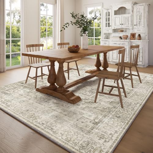 Image of 8x10 Area Rugs for Living Room: Washable Bedroom Rug Non Slip Large Carpet