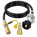 MCAMPAS 8FT Quick Connect Propane Hose with Regulator,1/4" Female Quick Connect Adapter x Acme Nut,1/4" Quick Connect Plug x 3/8" Female Flare for Olympian 5100 5500 RV Grill,Outdoor Firepit
