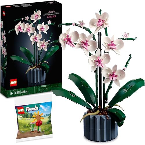 Lego Orchidee 10311: Blumen Deko Set Mit Polybag - Klemmbausteine Blumenstrauß für Erwachsene Aus der Botanical Collection, Orchideen Blume Inkl. Blumengarten 30659