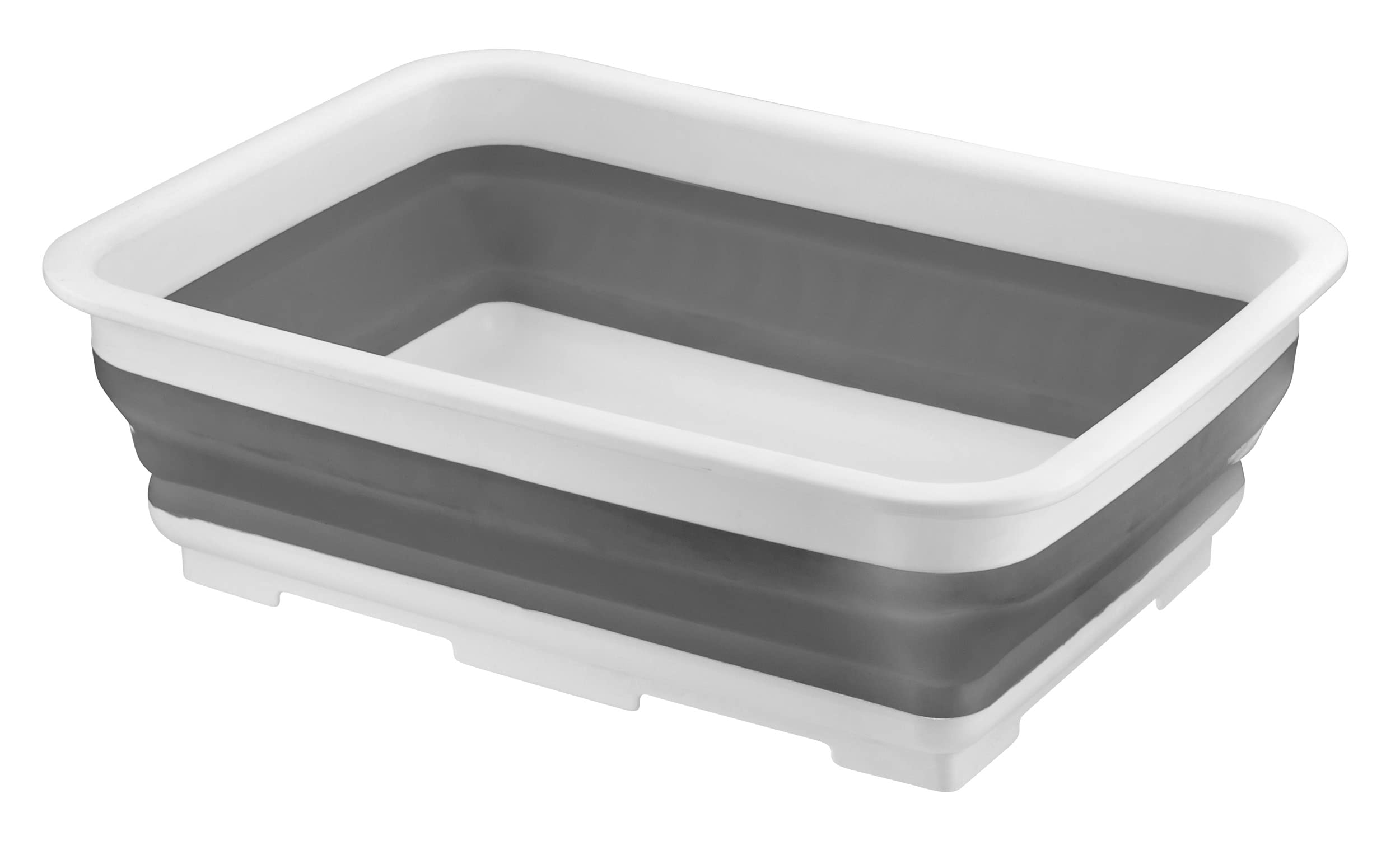 Homeshopa.com Grey Homeshopa Rectangular Collapsible Washing Up Bowl, 10 Litre Foldable Washing Basin, Compact Storage, Space Saving, Kitchen Sink Bowl, Portable For Outdoor Camping Caravans