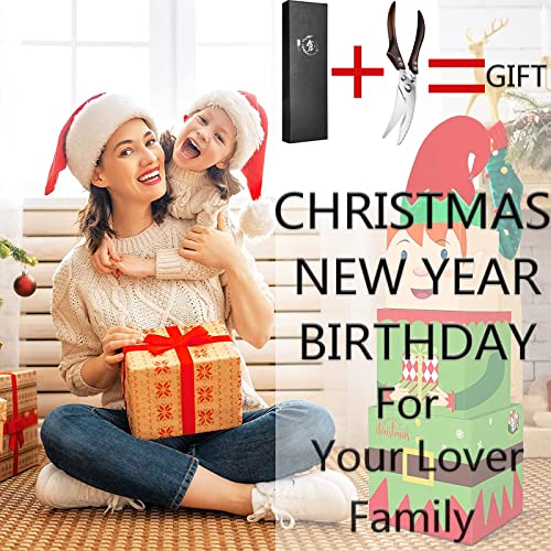 Kitchen Shears, Heavy Duty Spring Loaded Kitchen Scissors With Serrated Edge, Professional Stainless Steel No Rust Poultry Shears For Cutting Chicken, Bone, Turkey, Fish Christmas Day New Year #TOP3