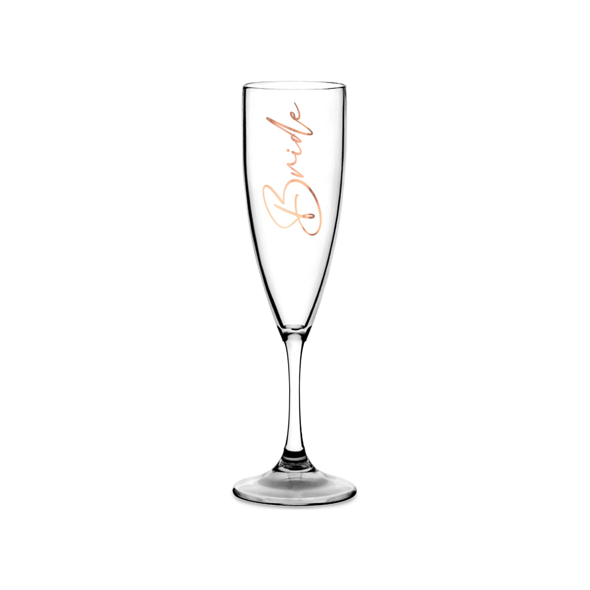 Print Maniacs Champagne Premium Clear Flute Glass Bride Groom Mr Mrs Wedding Maid Honour Wine Cocktail Prosecco Celebrations Gift (Copper, Bride)