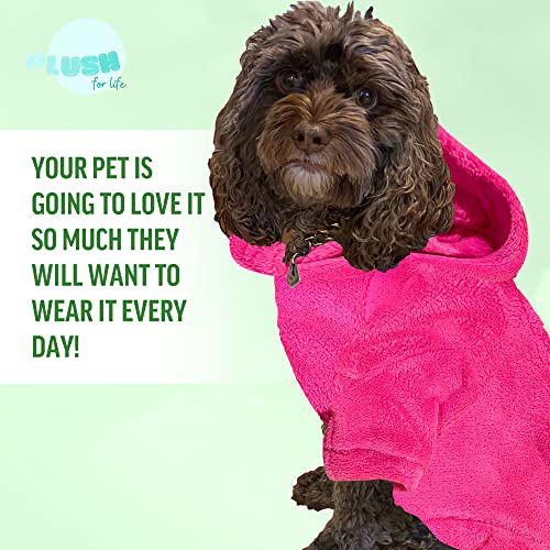 Plush For Life Dog Hoodie For Girls, Dog Sweater Warm Cute Cozy Pet Clothes Dog Winter Coat, Pet Gifts, Fuchsia, Medium #TOP1