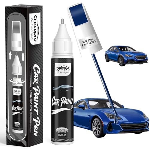 WR Blue Pearl(K7X) for Subaru Touch Up Paint Pen, 2 in 1 Car Scratch Remover with Pen Tip and Brush, Precise Color Match for Car Paint Scratch Repair, Quickly and Easily Fix Chips and Nicks