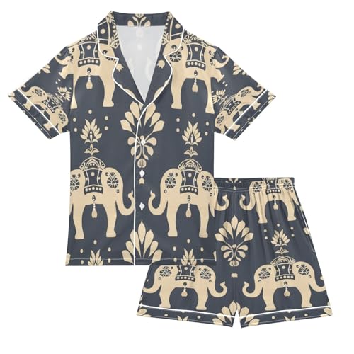 senya Pajama Sets Silky Button Down Nightwear Sleepwear Size 5-14 Years Grey Elephant